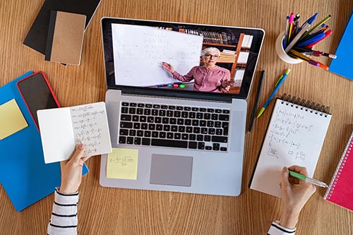 individual looking at notebook computer