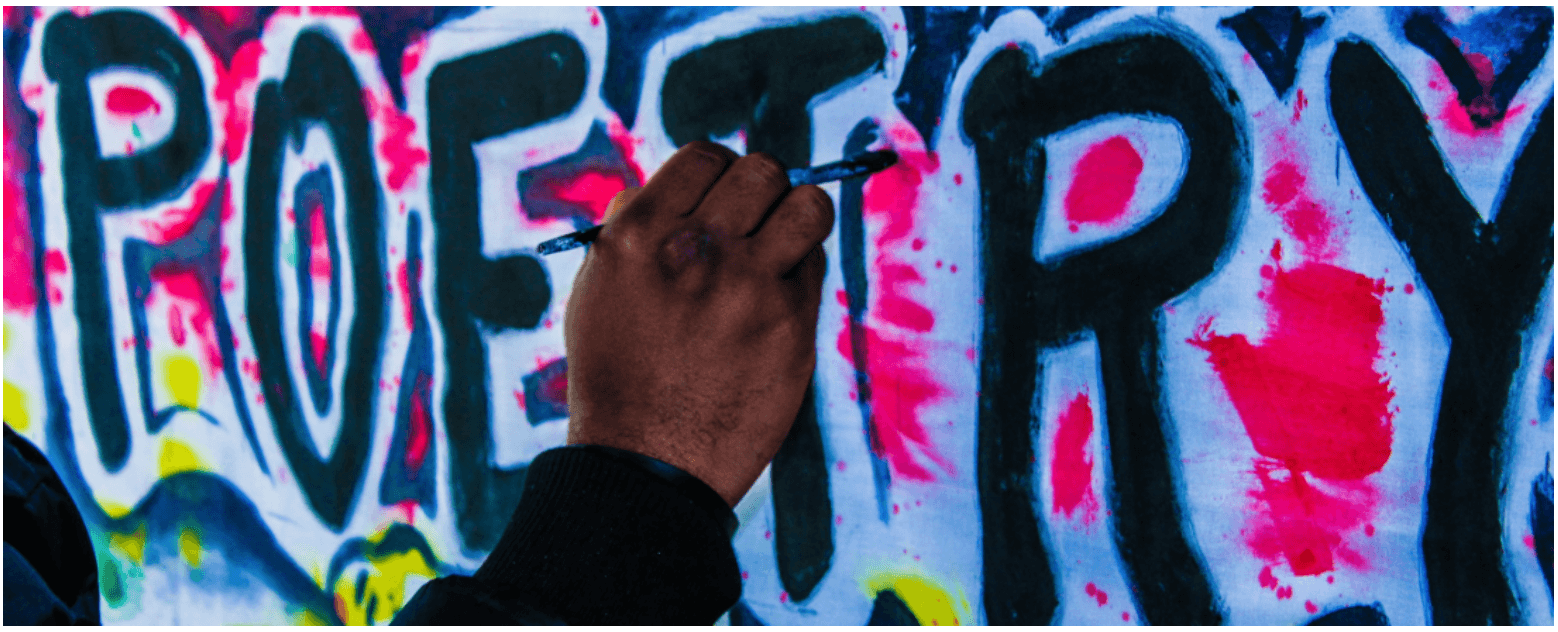 A graffiti-style version of the word "Poetry"