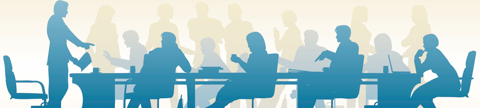 Figures sitting around a table