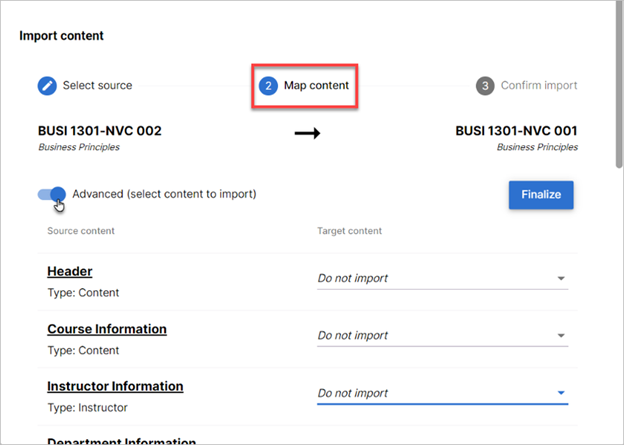 Map content button