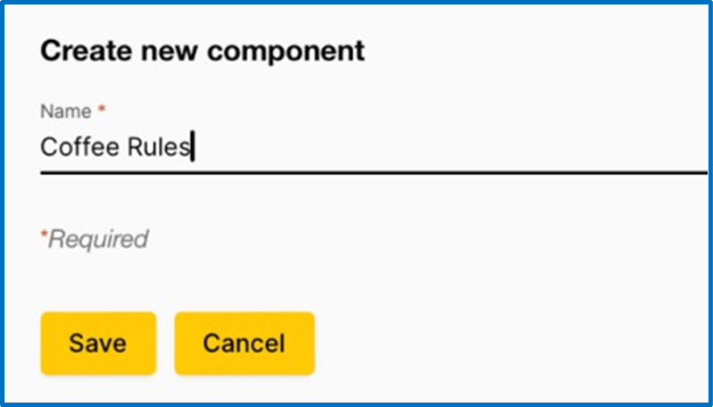 Create New Component Screen