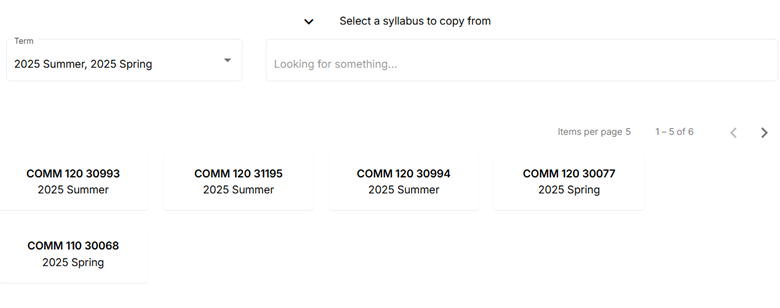 select a syllabus to copy from
