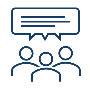Silhouette of people having a discussion