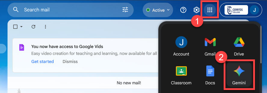 Select Gemini from the popup