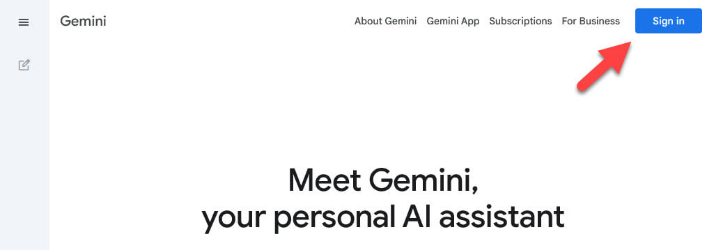 sign in to Google Gemini from their website.