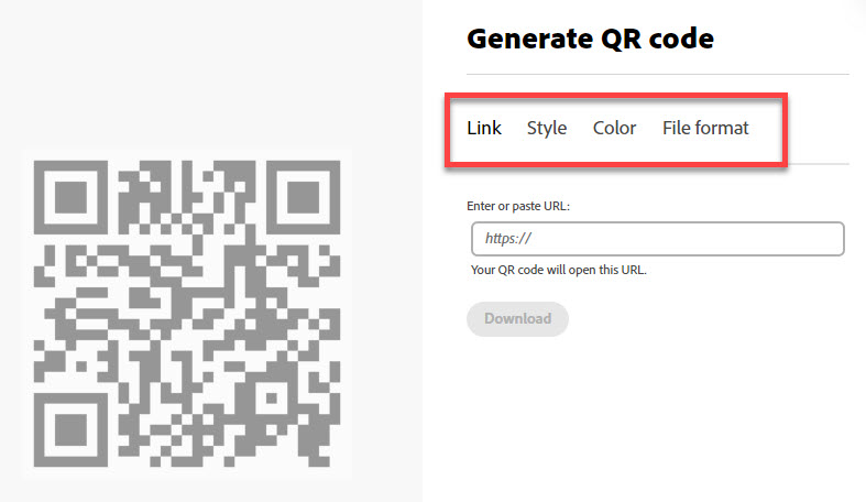 QR Code Generator Options