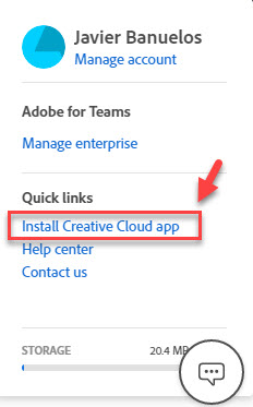 Click Install Creative Cloud app