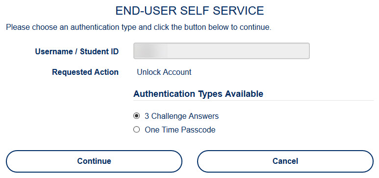 Unlock account in the user self service