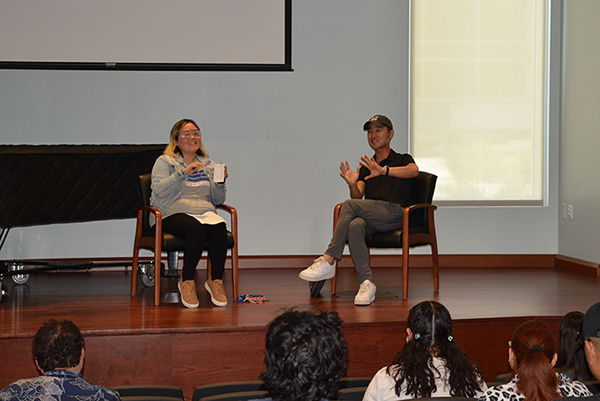 Dr. Lynn Wang and Ju Hong speaking
