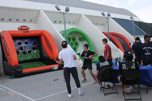 Students at the tailgate party
