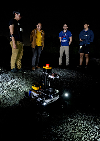Students testing VIRGIL in the rock yard