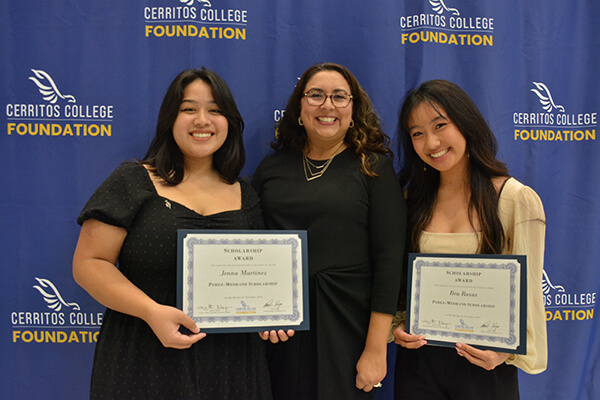 Scholarship recipients with donor Marisa Perez