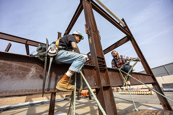 Cerritos College ironworking students during hands-on training