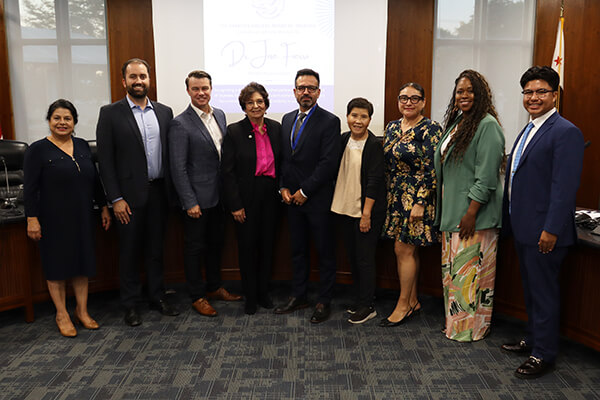 Dr. Jose Fierro with the board of trustees