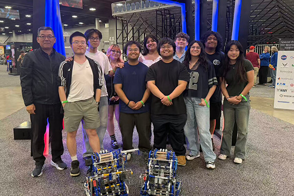 Robotics team at VEX U world championship