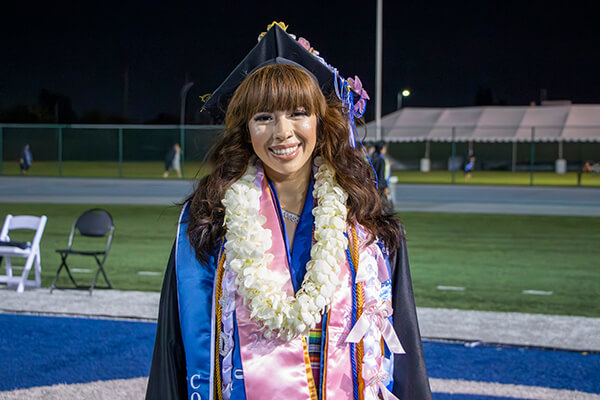 Lynnette Bautista in cap and gown at the commencement