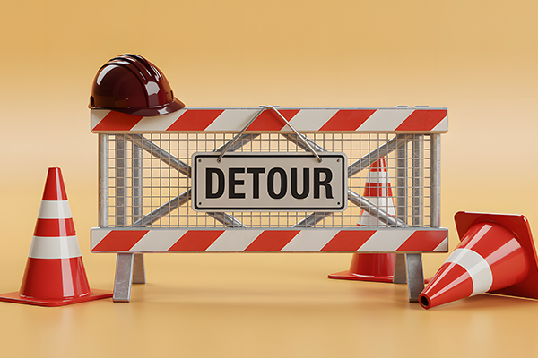 Construction detour sign
