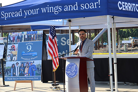 President Fierro at the podium