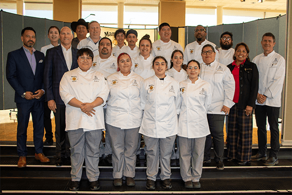 Culinary arts students and judges