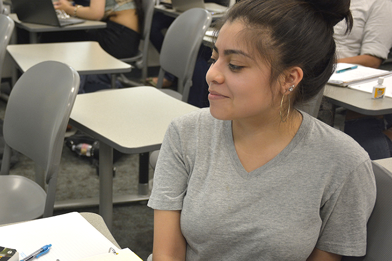 Sociology Student smiling in class