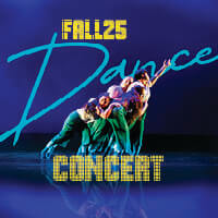Dance concert fall 2025 Dancers in Green on blue background reaching