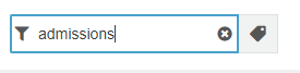 Omni filter field with the word "Admissions" typed in the field