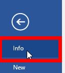 Info tab in Microsoft Word