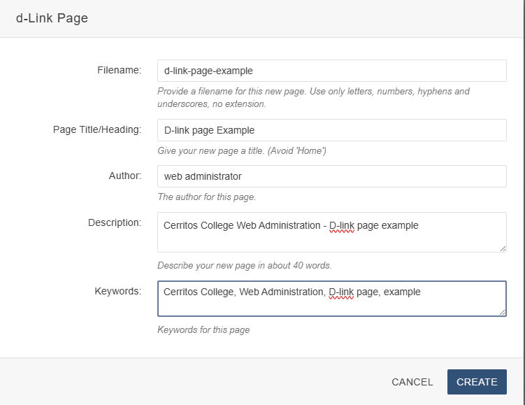 d-link page details dialog box