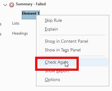 "Check Again" option highlighted