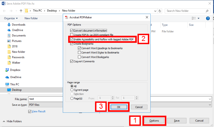 Save As dialog box in Microsoft Word