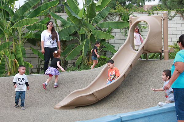 Children playing in the outdoor playground
