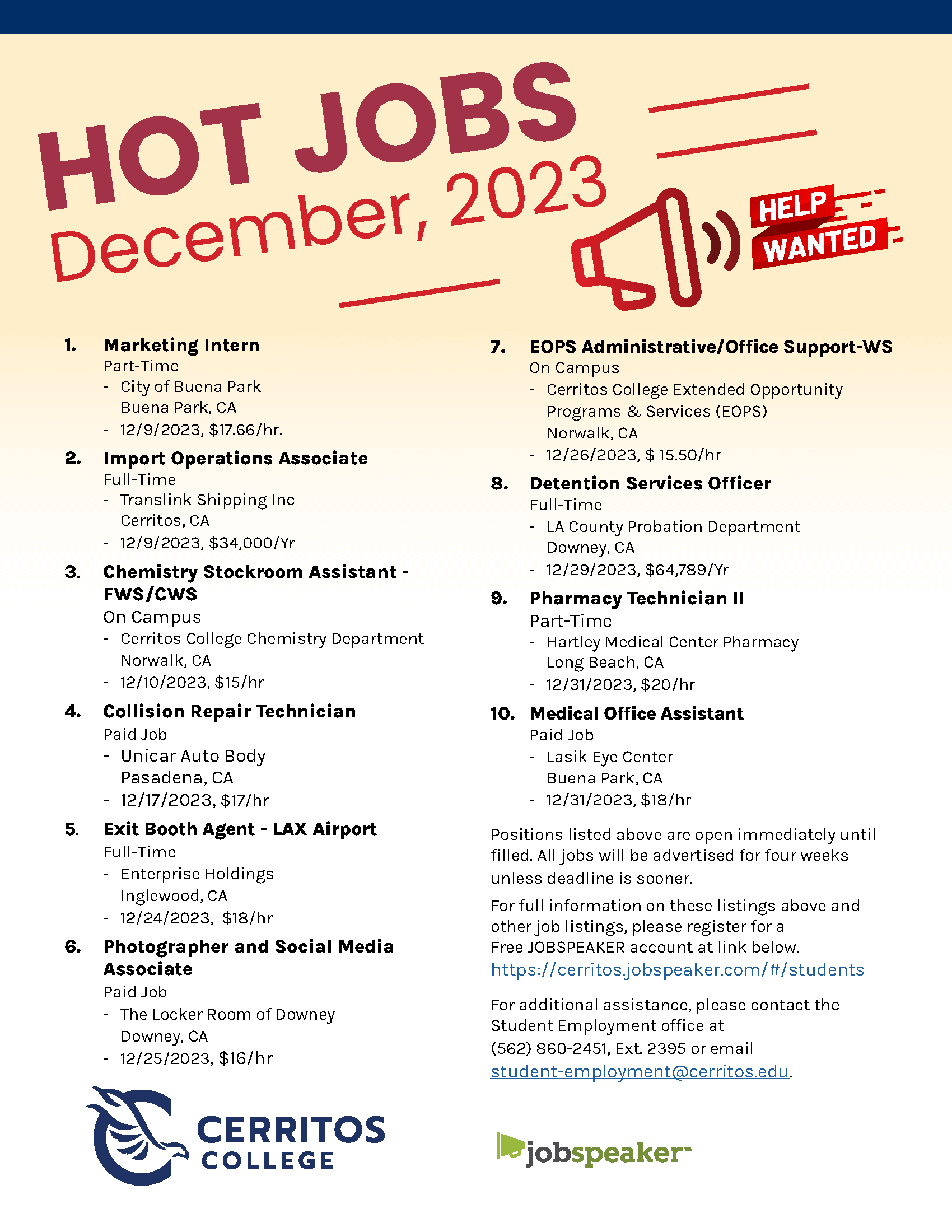December Hot Jobs