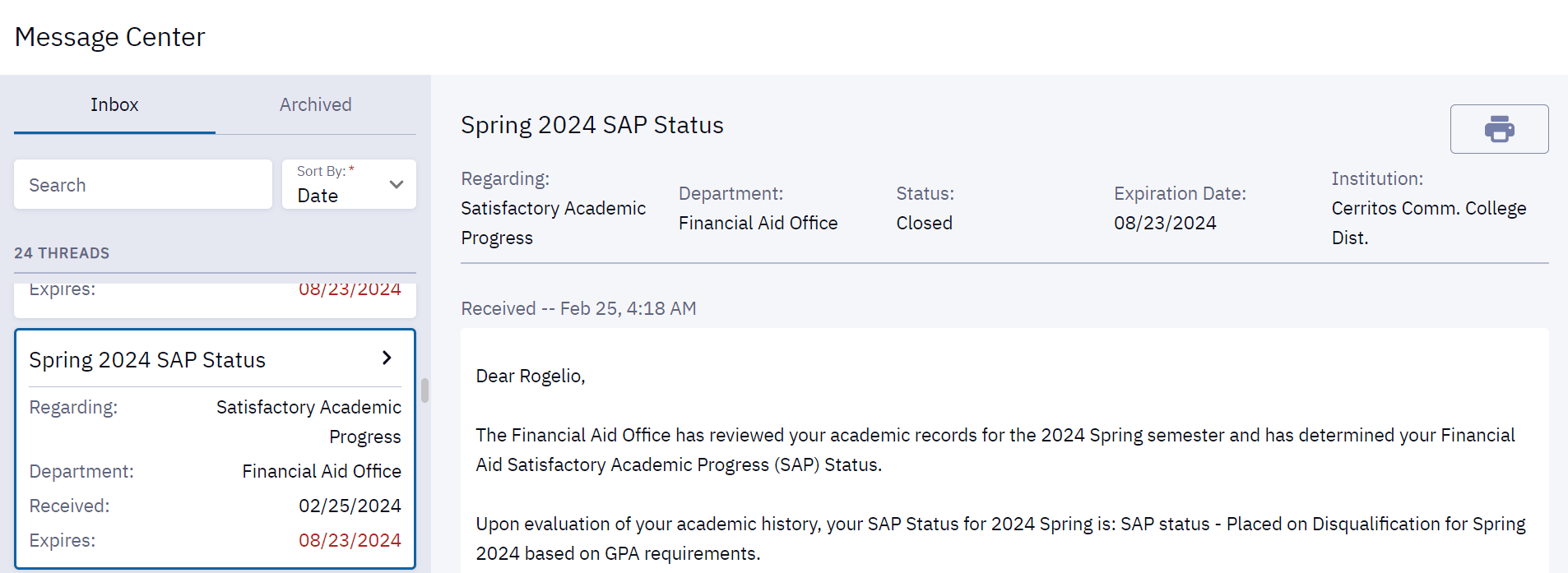 SAP Message