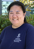 April Shin wearing a blue SAS shirt