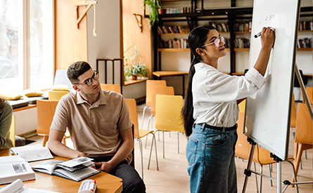 Two students studying
