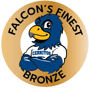 Falcon's Finest Bronze pin with Franco Falcon in the middle with his arms crossed.