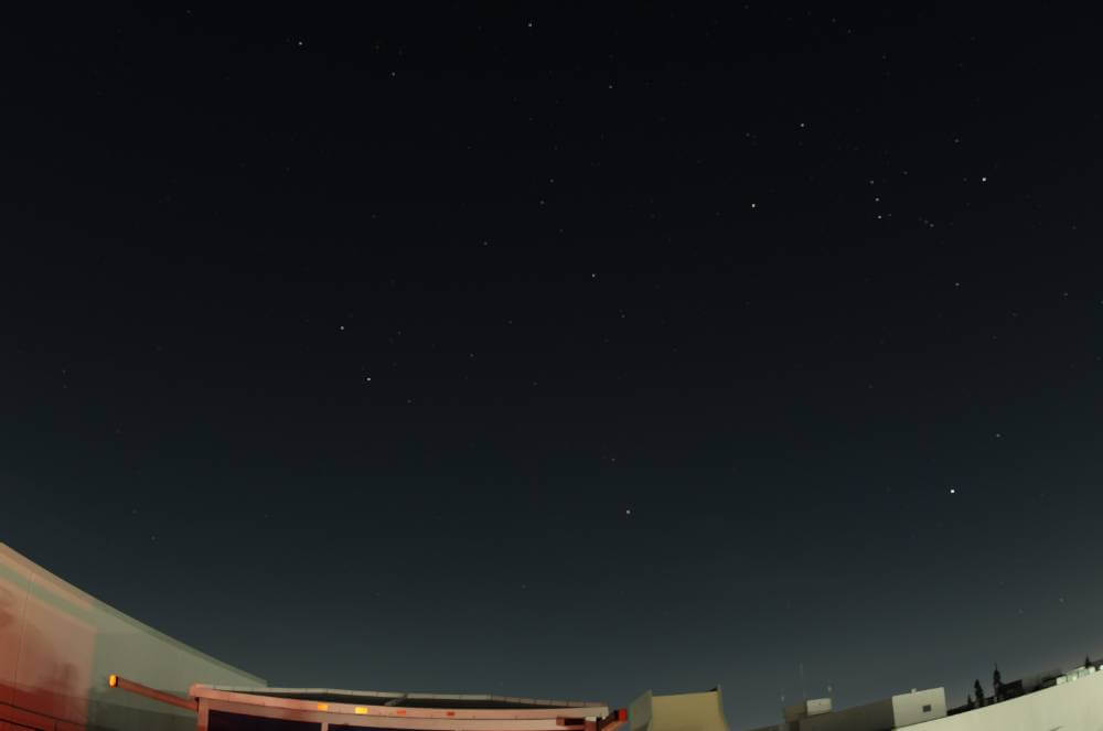 January sky looking east with stars only