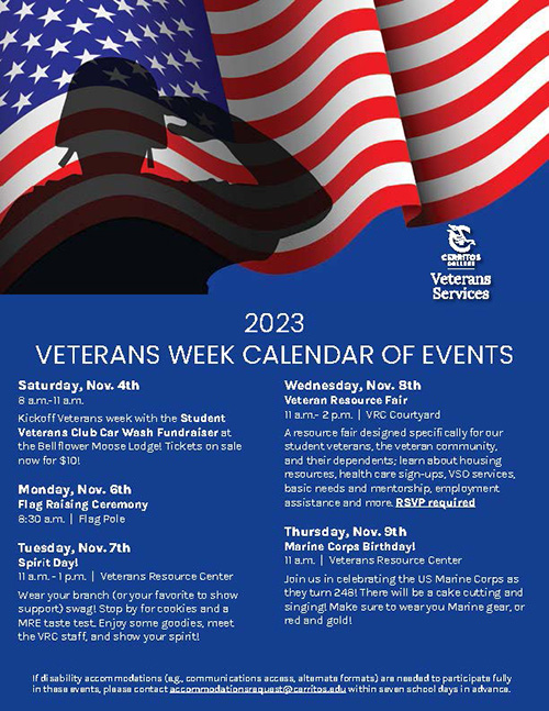 2023 Veterans Week Calendar of Events