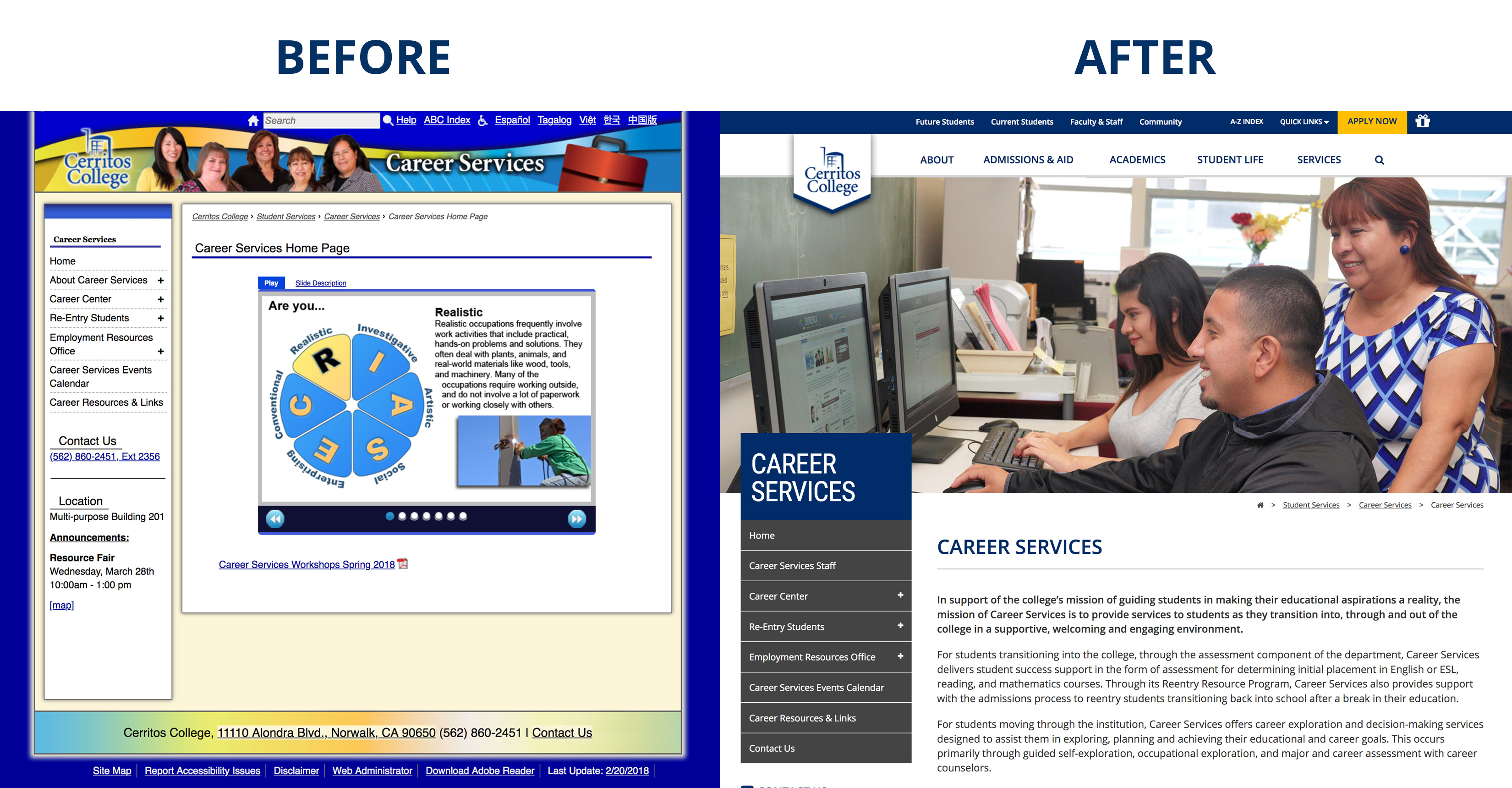 career services before and after