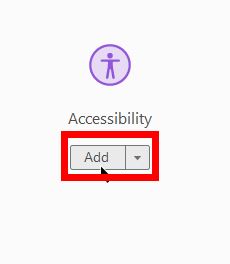 "Add" button for "Accessibility" tool highlighted.